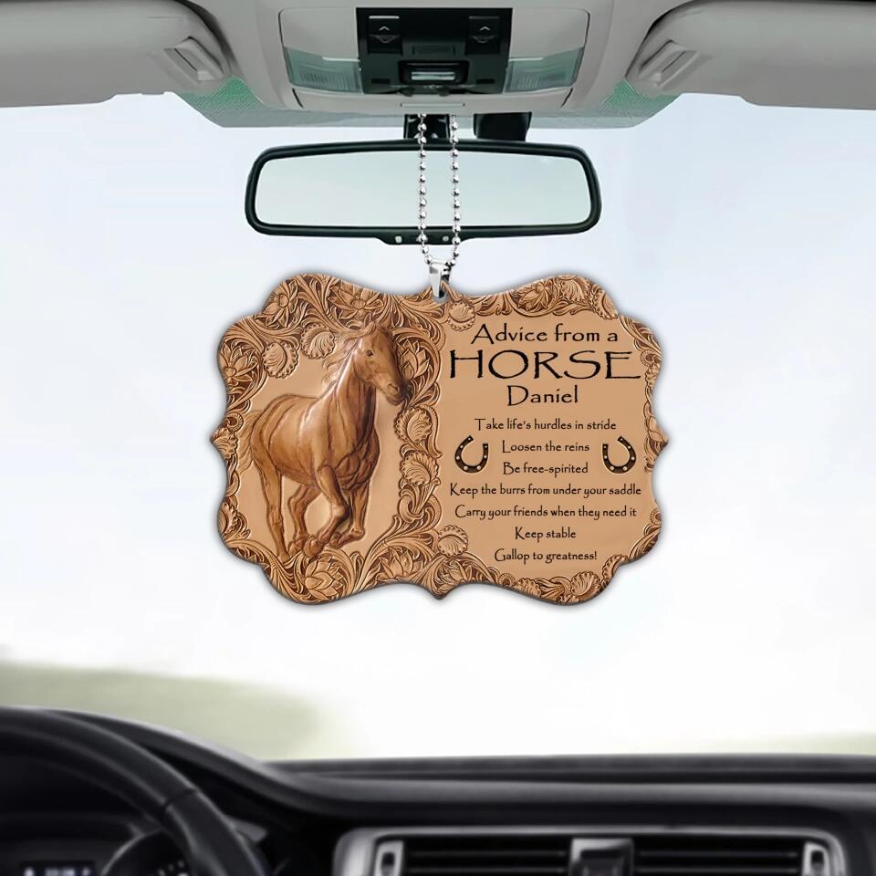 Advice from a Horse - Personalized Car Ornament - Birthday Gift for Horse Lover