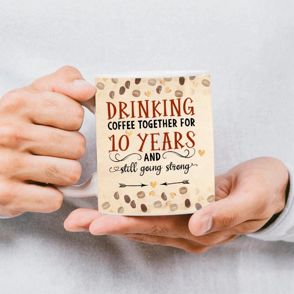 Personalized Valentine Gifts - Drinking Coffee Together Personalized White Mug