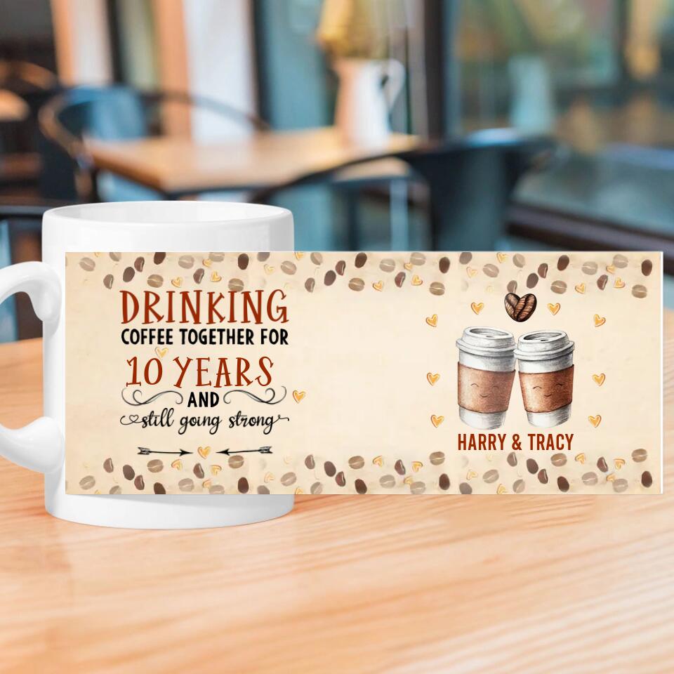 Personalized Valentine Gifts - Drinking Coffee Together Personalized White Mug