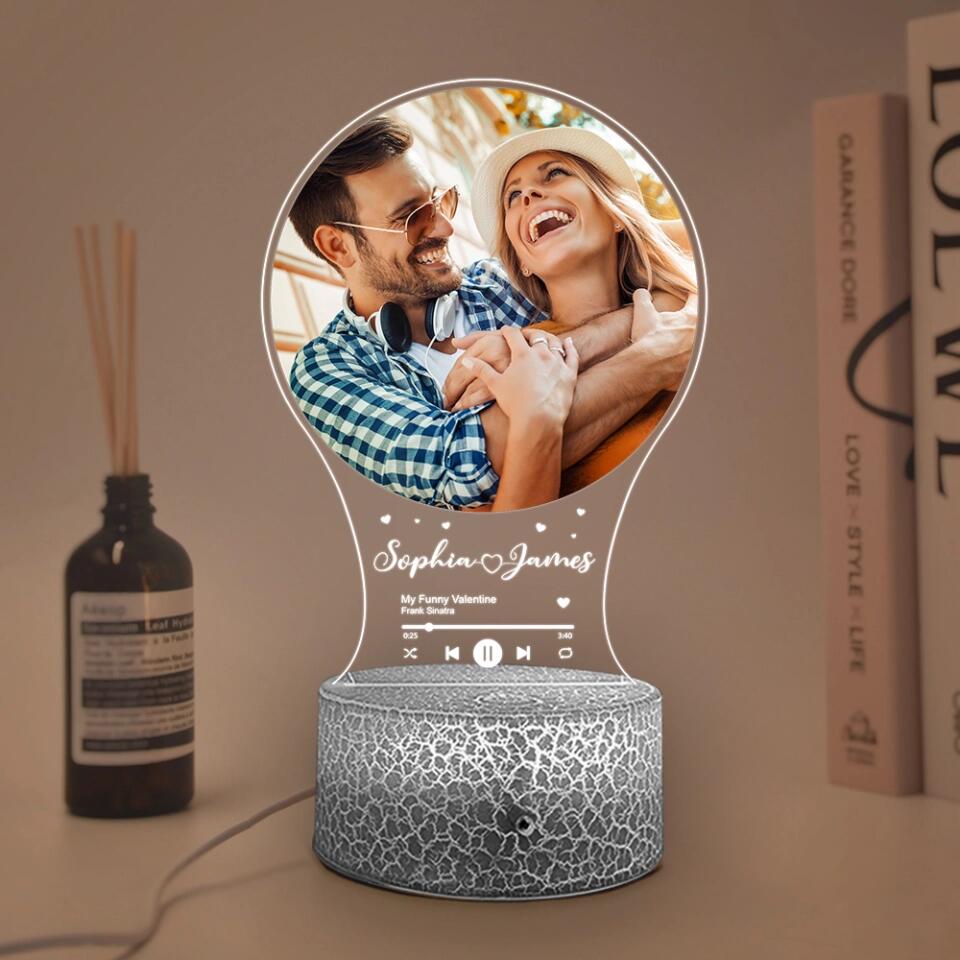 Personalized Valentine Gifts - Music Lovers Personalized 3D Led Light Gift for Couple