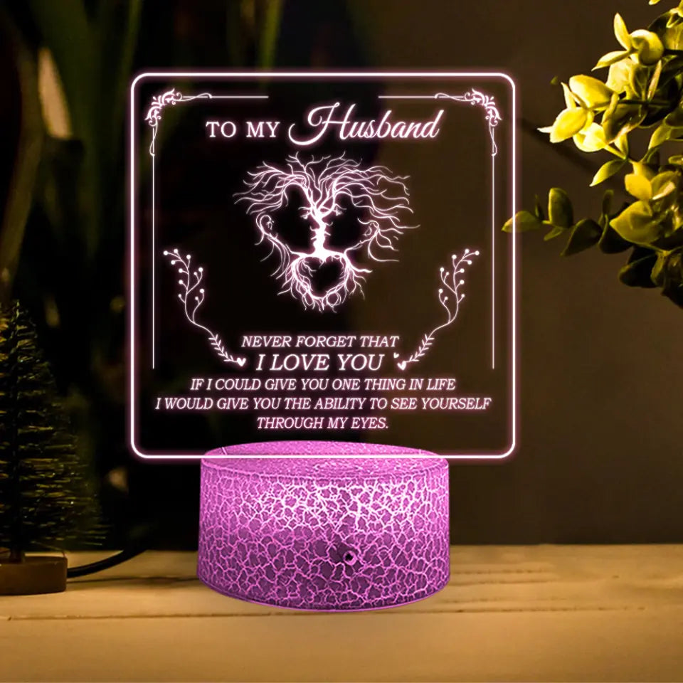 Personalized Valentine Gifts - Never Forget I Love You Ability to See Yourself Through My Eyes - Personalized 3D Led Light