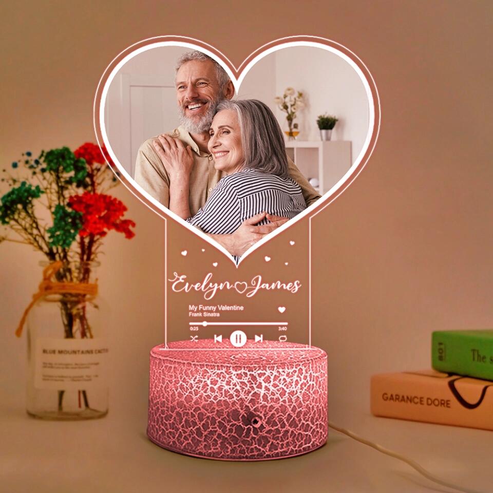 Personalized Valentine Gifts - Music Lovers Personalized 3D Led Light Gift for Couple