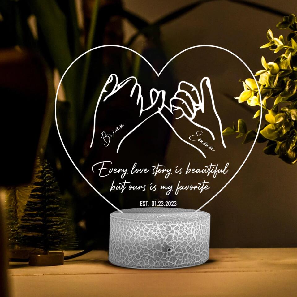 Personalized Valentine Gifts - Every Love Story Is Beautiful But Ours Is My Favorite Personalized Led Light