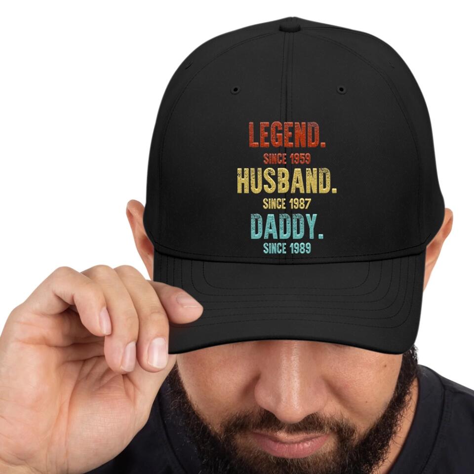Vintage Legends Husbad Daddy Grandpa, Custom Year Embroidered Twill Cap, Cool Gift For Dad