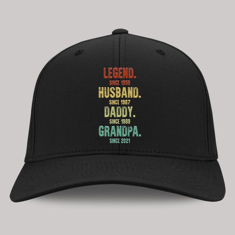 Vintage Legends Husbad Daddy Grandpa, Custom Year Embroidered Twill Cap, Cool Gift For Dad