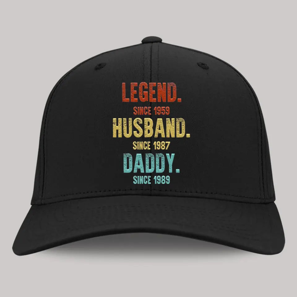 Vintage Legends Husbad Daddy Grandpa, Custom Year Embroidered Twill Cap, Cool Gift For Dad