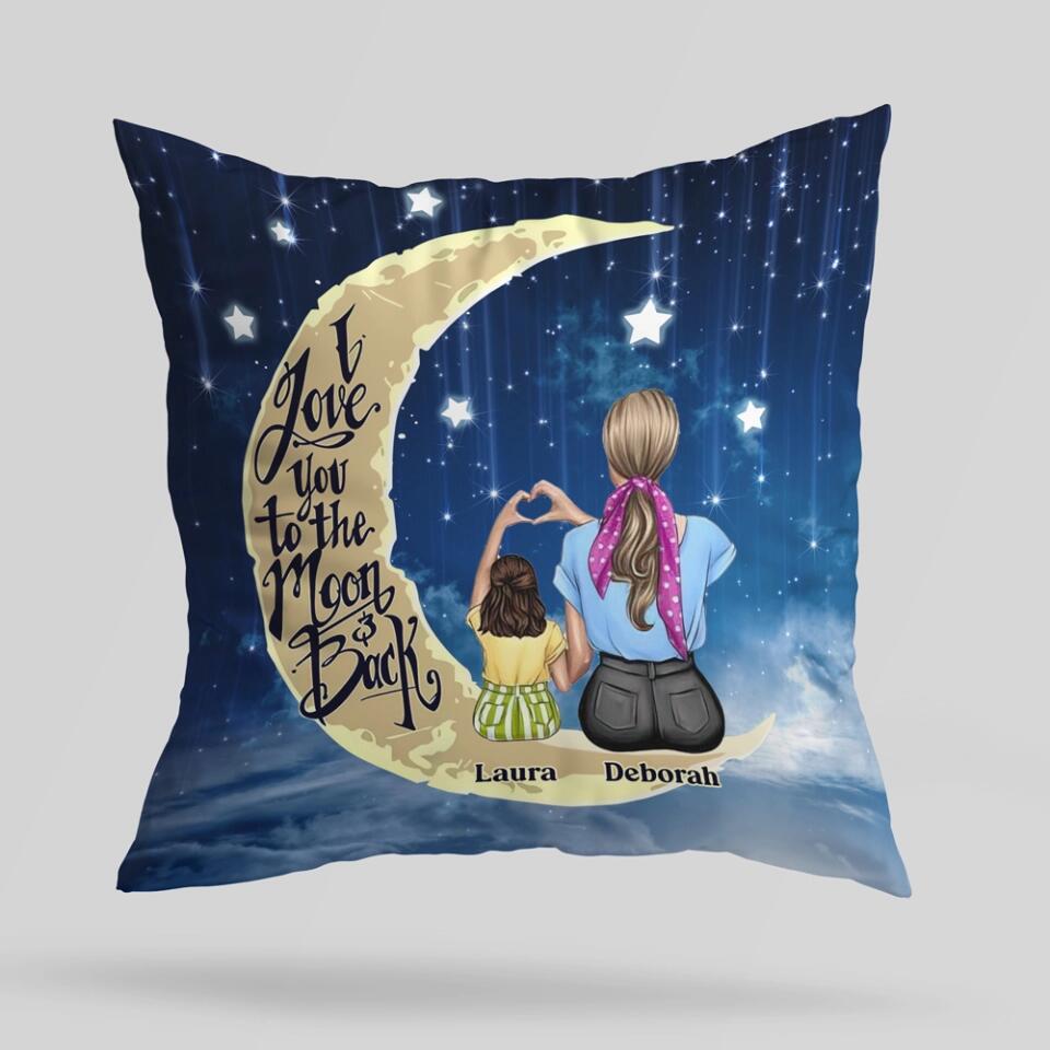 Night Star Background I Love You to The Moon and Back Personalized Pillow