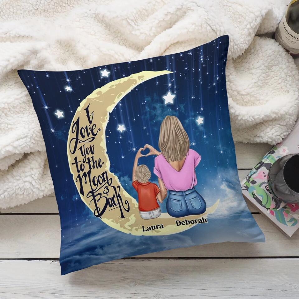 Night Star Background I Love You to The Moon and Back Personalized Pillow