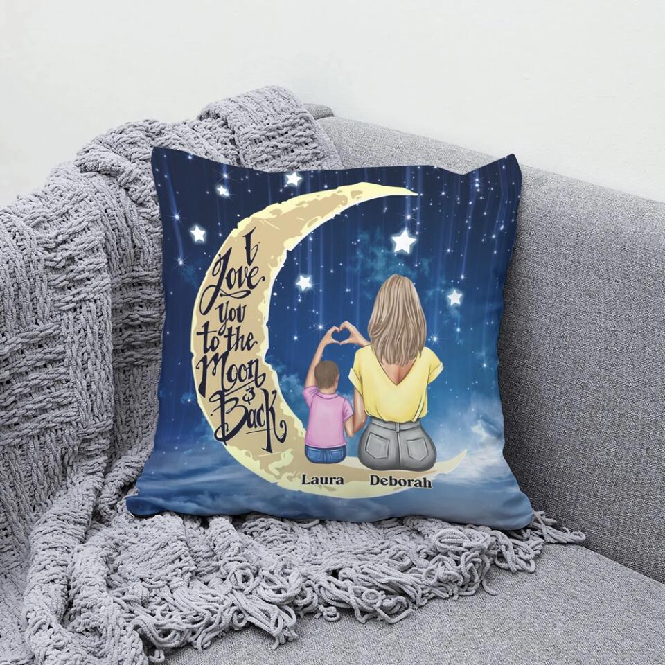 Night Star Background I Love You to The Moon and Back Personalized Pillow