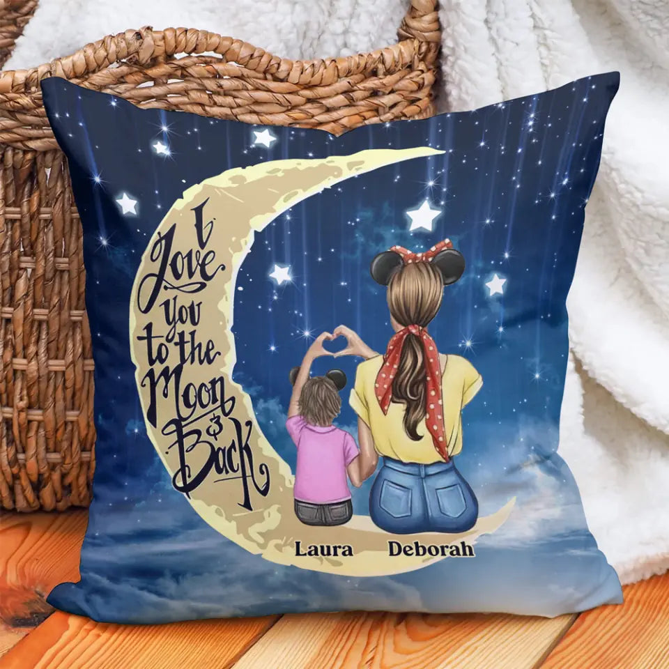 Night Star Background I Love You to The Moon and Back Personalized Pillow