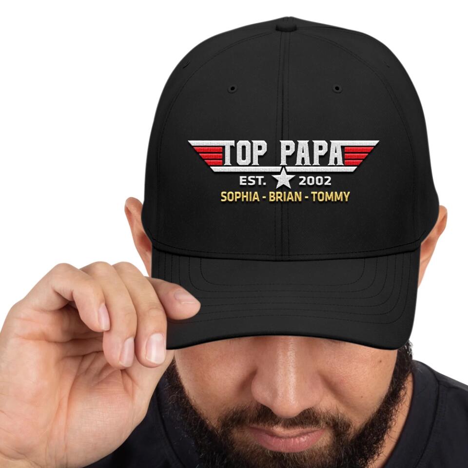 Top Papa Best Dad - Personalized CP80 Embroidered Twill Cap - Gift For Dad For Husband For Him