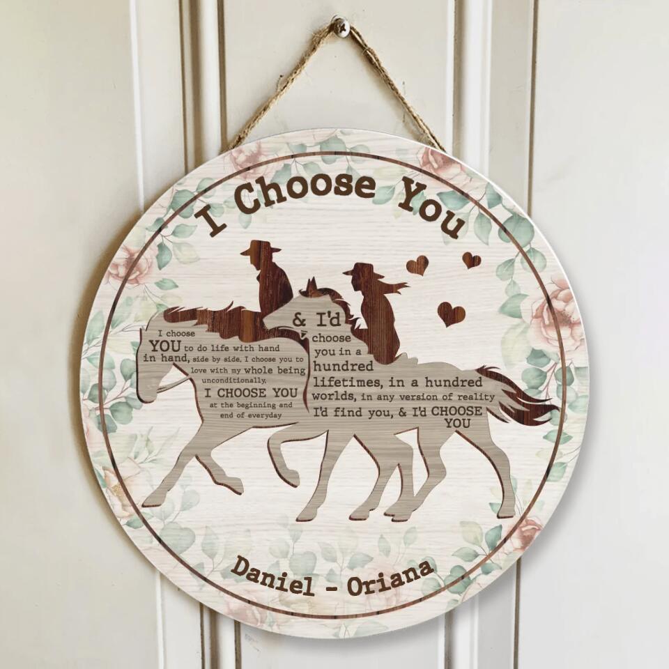 Couple Wooden Sign I Choose You To Do Life With Hand In Hand I'd Find You - Personalized Round Wooden Sign - Gift For Couples On Anniversary