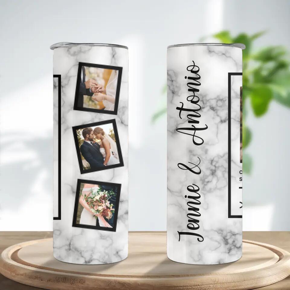 Personalized Valentine Gifts - Thanks For Being On My Side - Personalized Skinny Tumbler - Gift For Couples