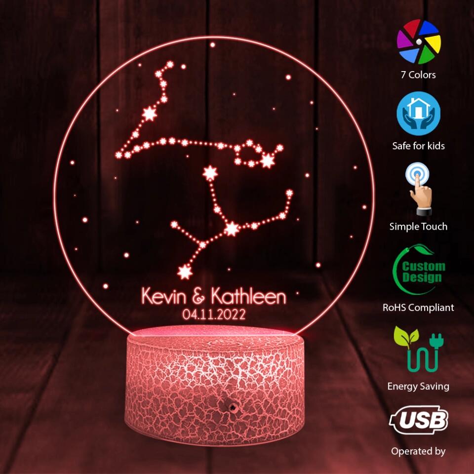 Personalized Valentine Gifts - Personalized Zodiac Styles - Perosnalized 3D LED Light/Lamp - Anniversary,Valentines Day Gift For Couple