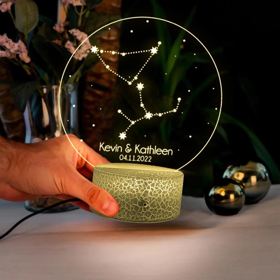 Personalized Valentine Gifts - Personalized Zodiac Styles - Perosnalized 3D LED Light/Lamp - Anniversary,Valentines Day Gift For Couple
