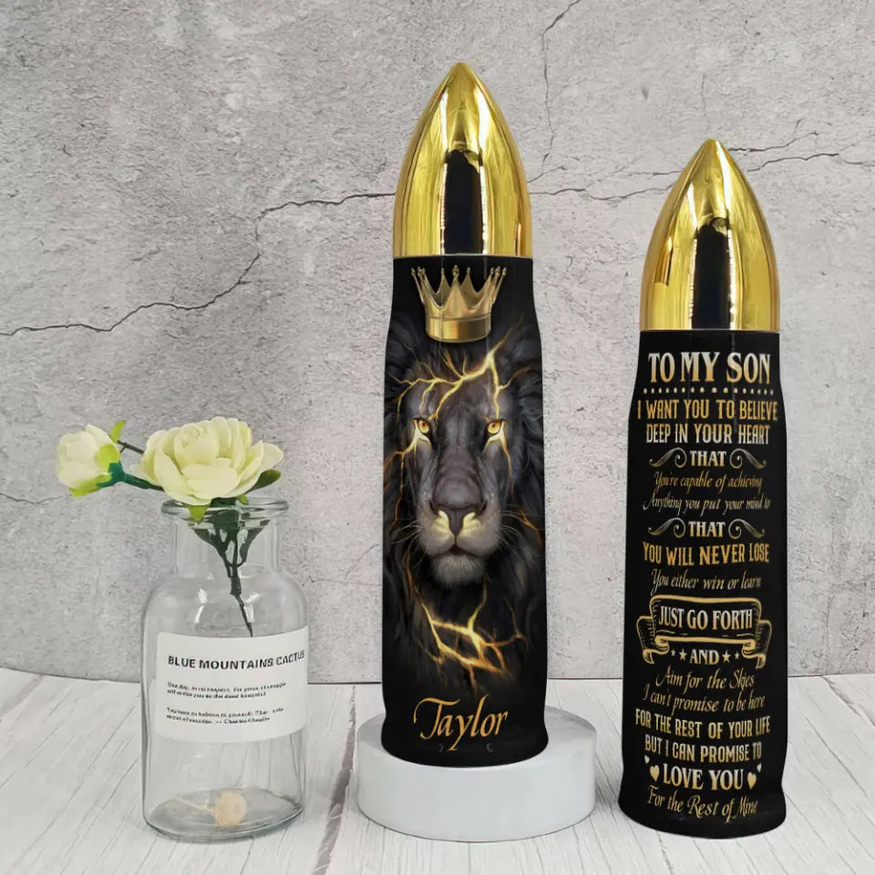 Lion King Spirit Message To My Son Custom Bullet Tumbler Birthday Gift For Son