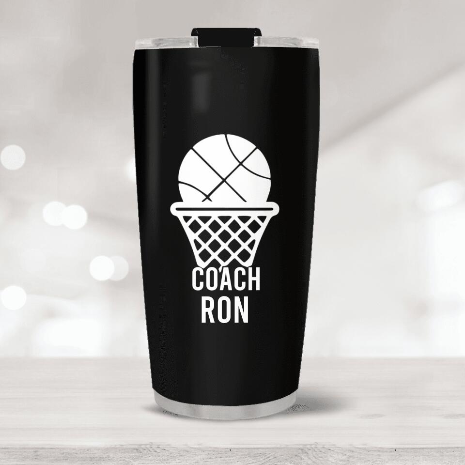 Personalized Basketball Coach Stainless Steel Tumbler - Appreciation Gift for Basketball Coach