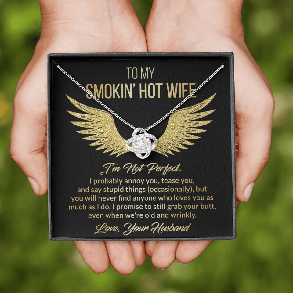 Personalized Valentine Gifts - To My Smokin' Hot Wife Custom Necklace Best Apology Gifts For Wife