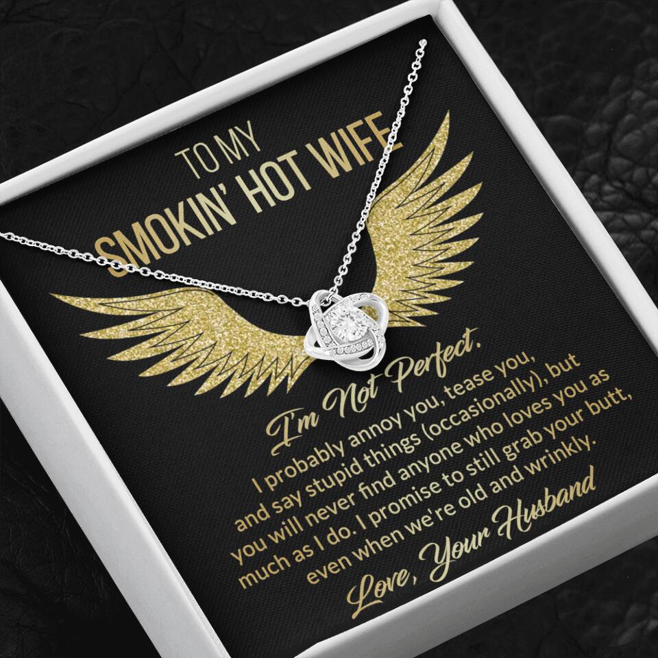 Personalized Valentine Gifts - To My Smokin' Hot Wife Custom Necklace Best Apology Gifts For Wife