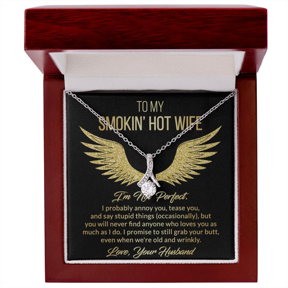 Personalized Valentine Gifts - To My Smokin' Hot Wife Custom Necklace Best Apology Gifts For Wife