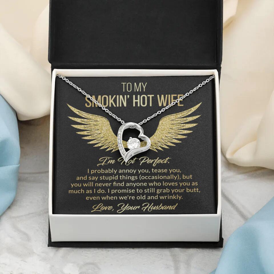 Personalized Valentine Gifts - To My Smokin' Hot Wife Custom Necklace Best Apology Gifts For Wife