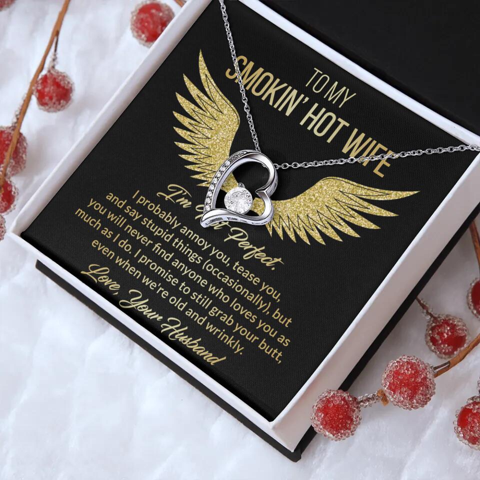 Personalized Valentine Gifts - To My Smokin' Hot Wife Custom Necklace Best Apology Gifts For Wife