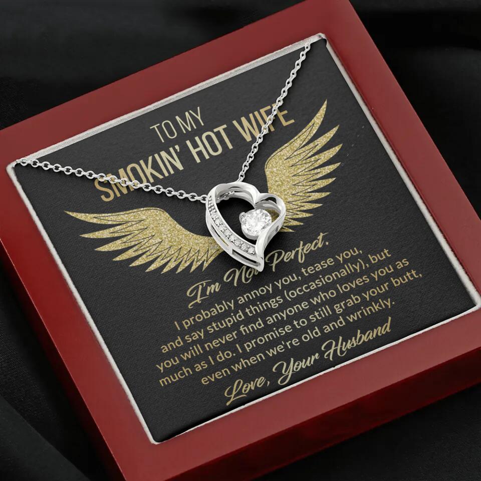 Personalized Valentine Gifts - To My Smokin' Hot Wife Custom Necklace Best Apology Gifts For Wife