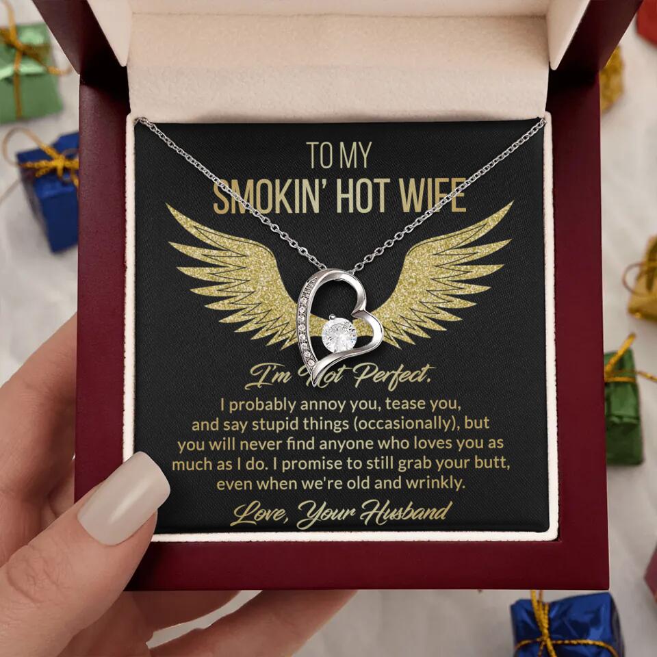 Personalized Valentine Gifts - To My Smokin' Hot Wife Custom Necklace Best Apology Gifts For Wife