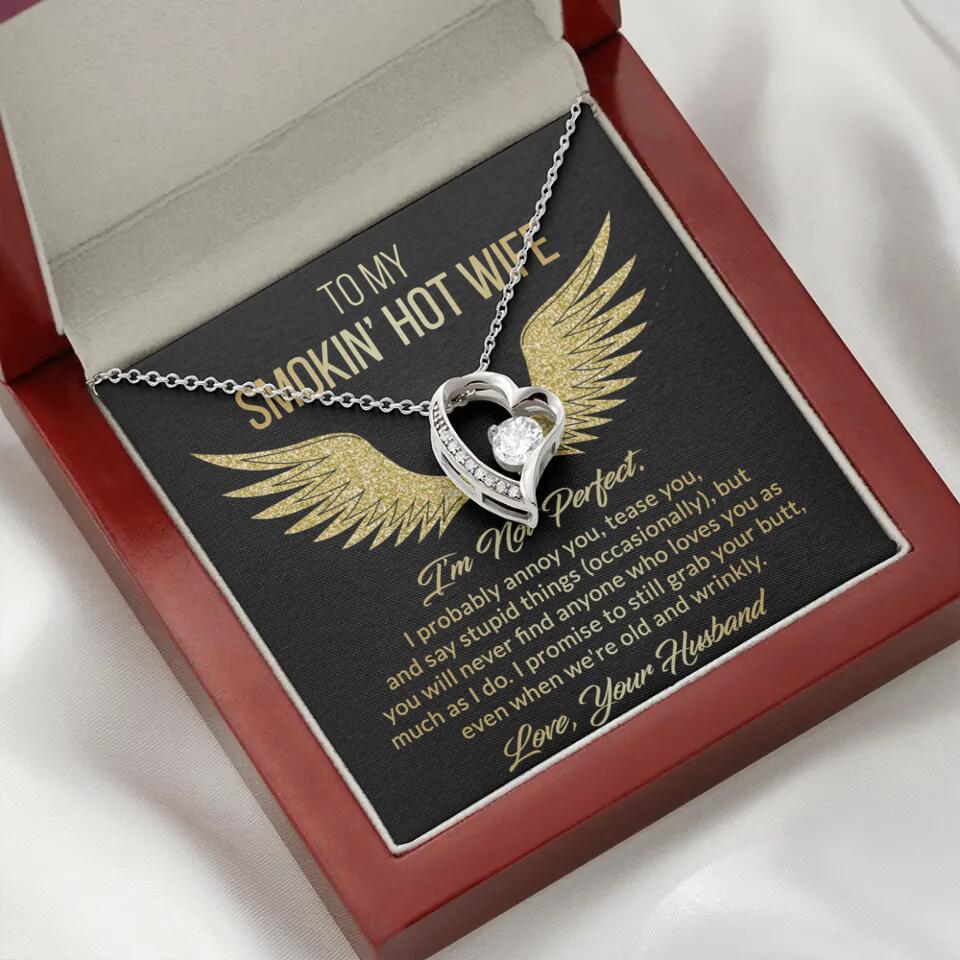 Personalized Valentine Gifts - To My Smokin' Hot Wife Custom Necklace Best Apology Gifts For Wife