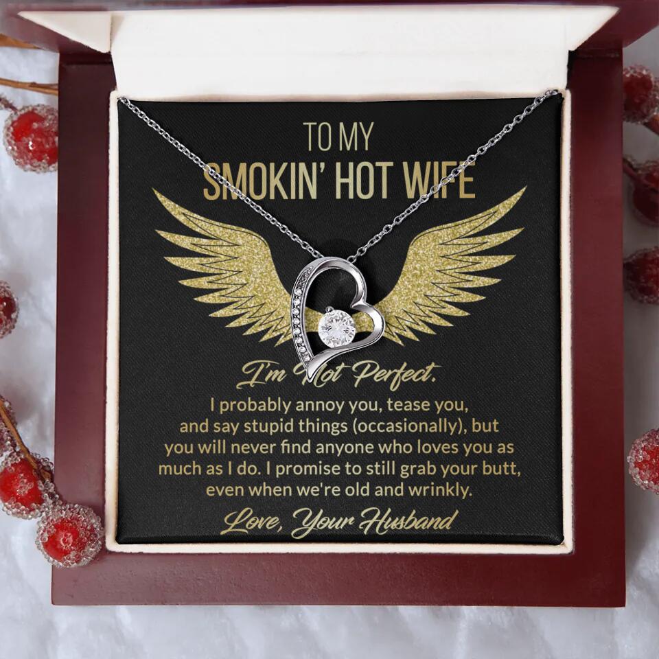 Personalized Valentine Gifts - To My Smokin' Hot Wife Custom Necklace Best Apology Gifts For Wife