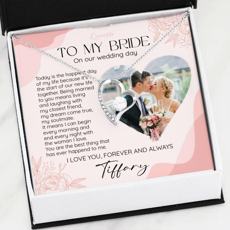 To My Bride on Our Wedding Day Personalized Necklace