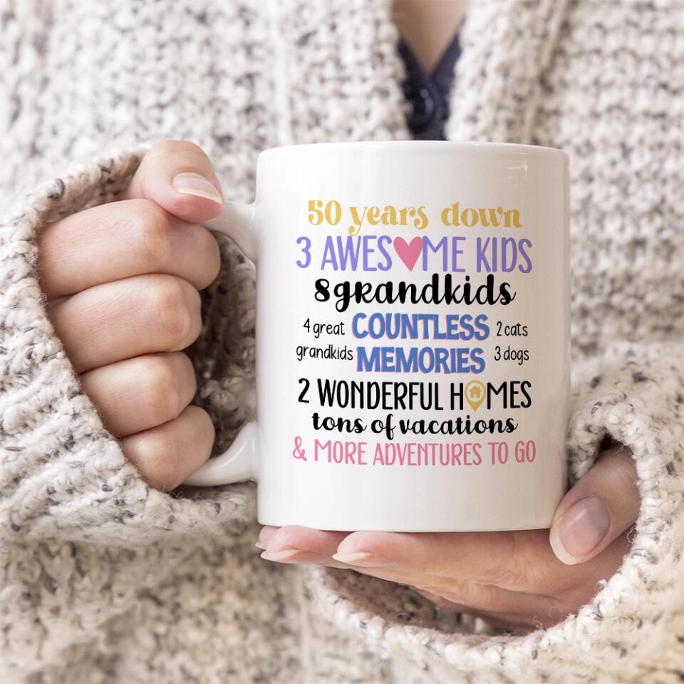 50 Years Down and More Adventures to Go Personalized White Mug