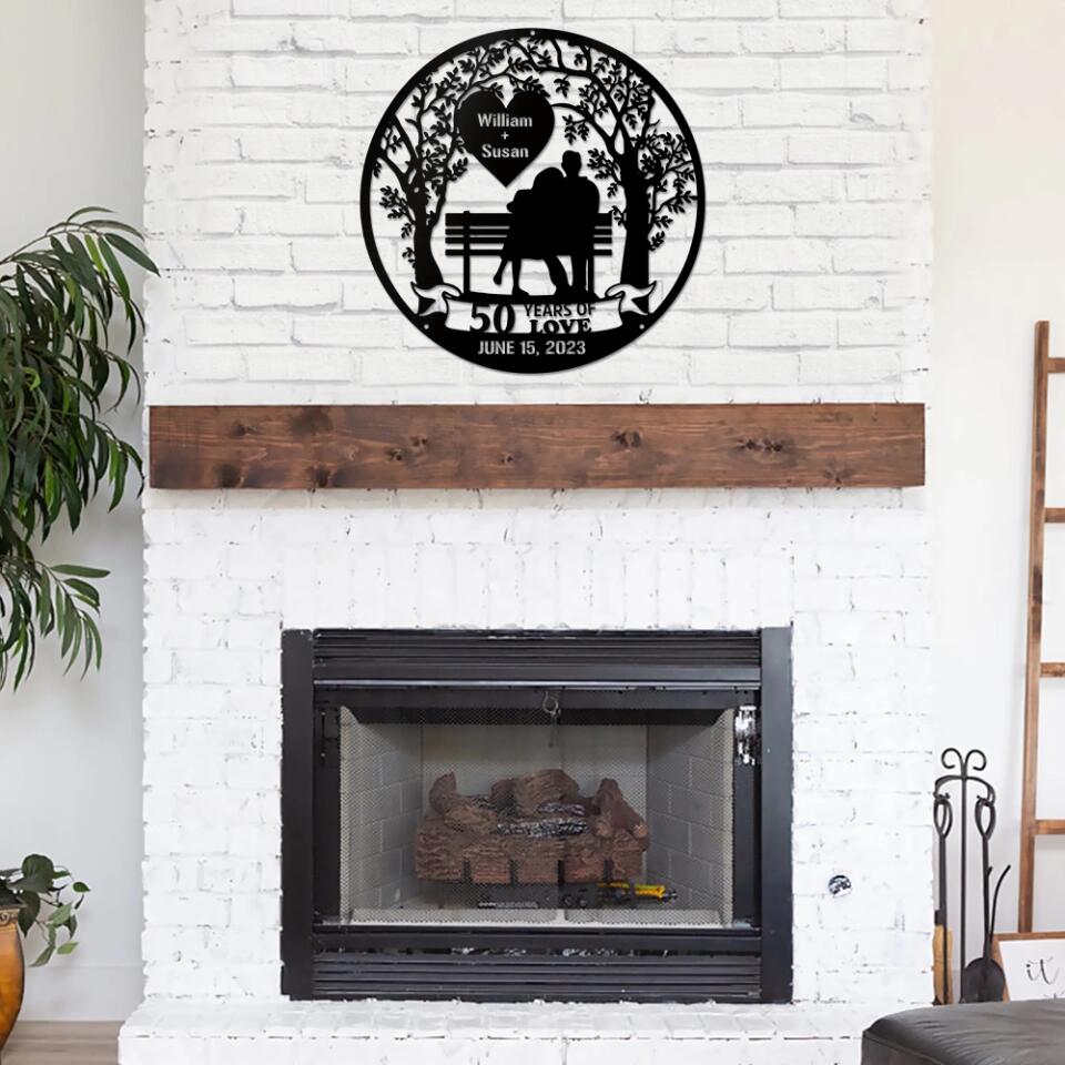 Milestone Anniversary Personalized Cut Metal Sign