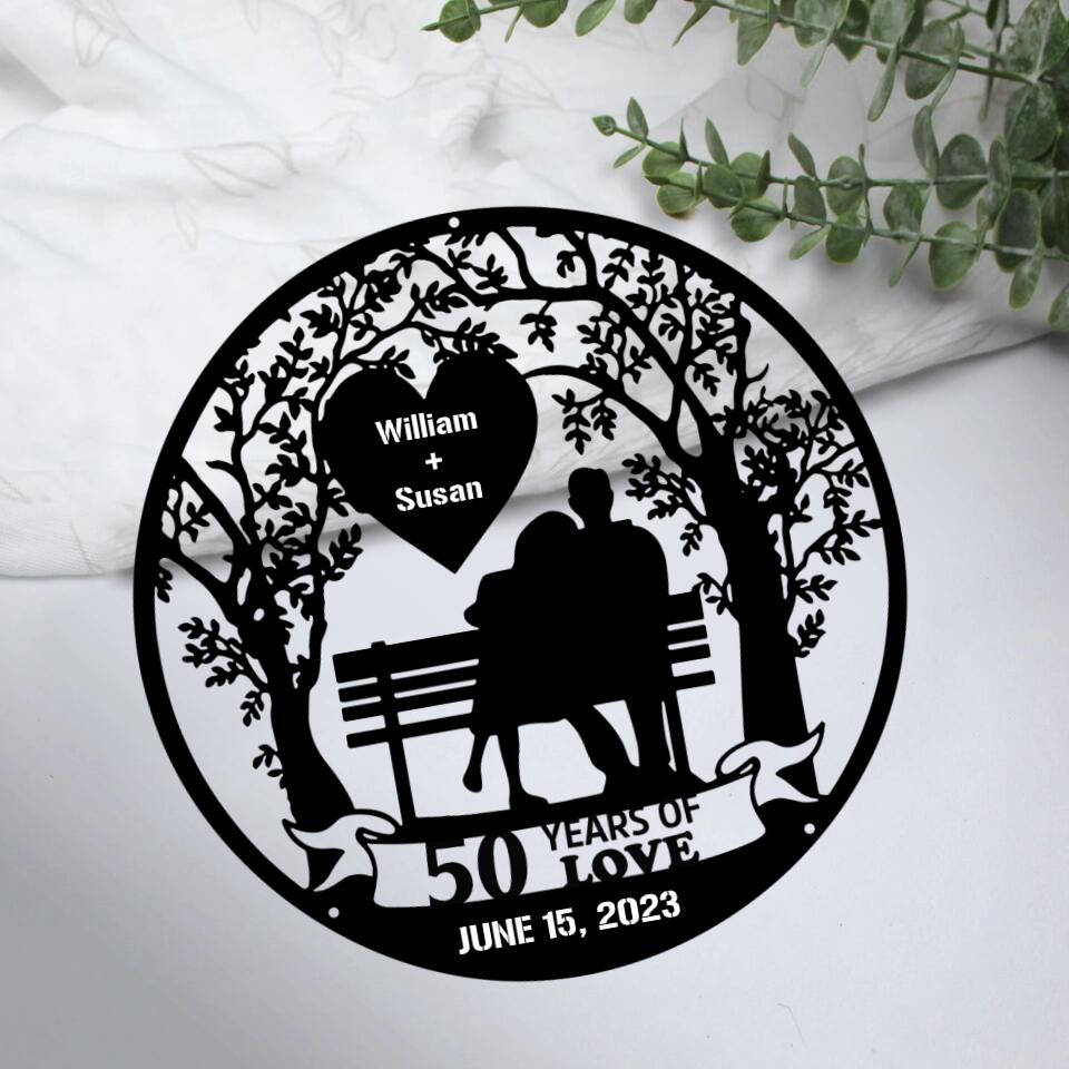 Milestone Anniversary Personalized Cut Metal Sign