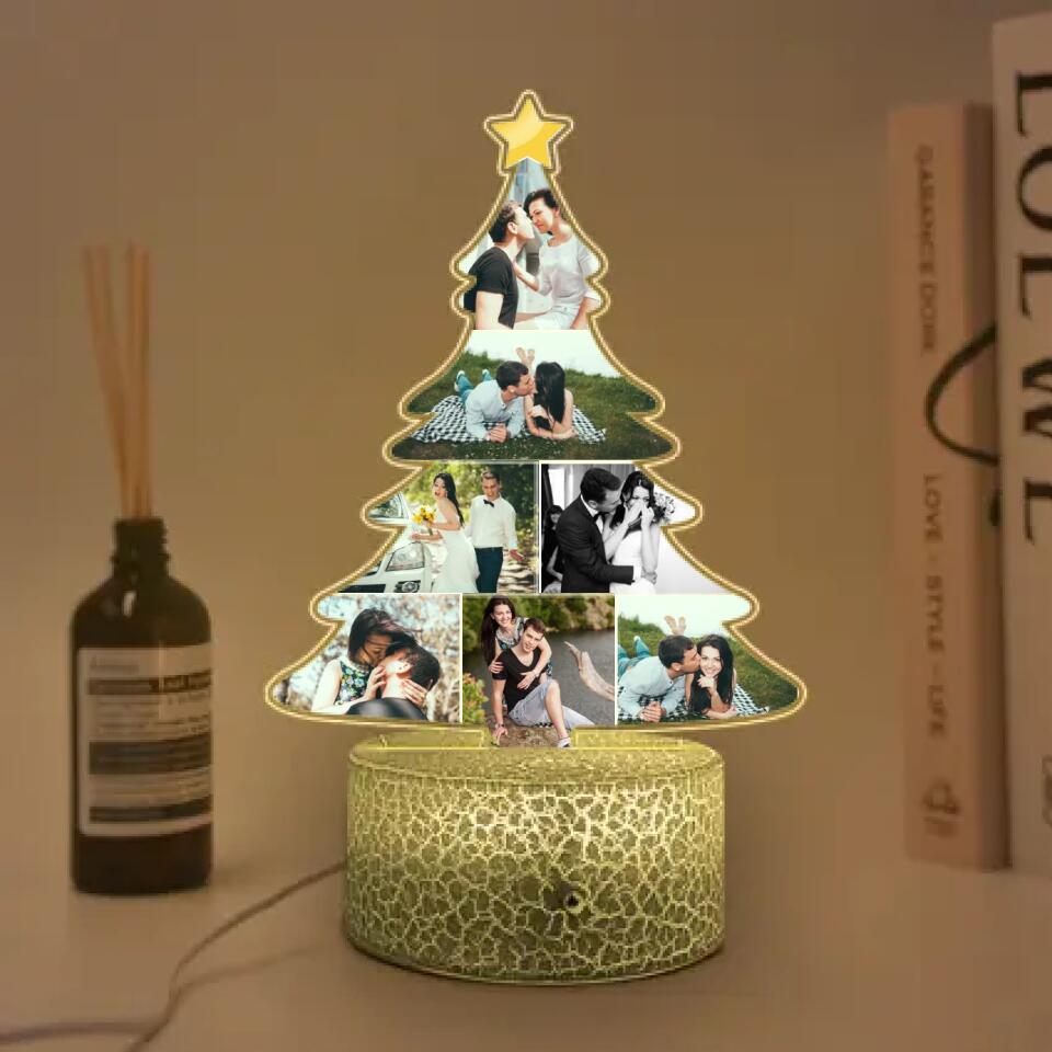 Couple Photo Christmas Tree Personalized Night Light