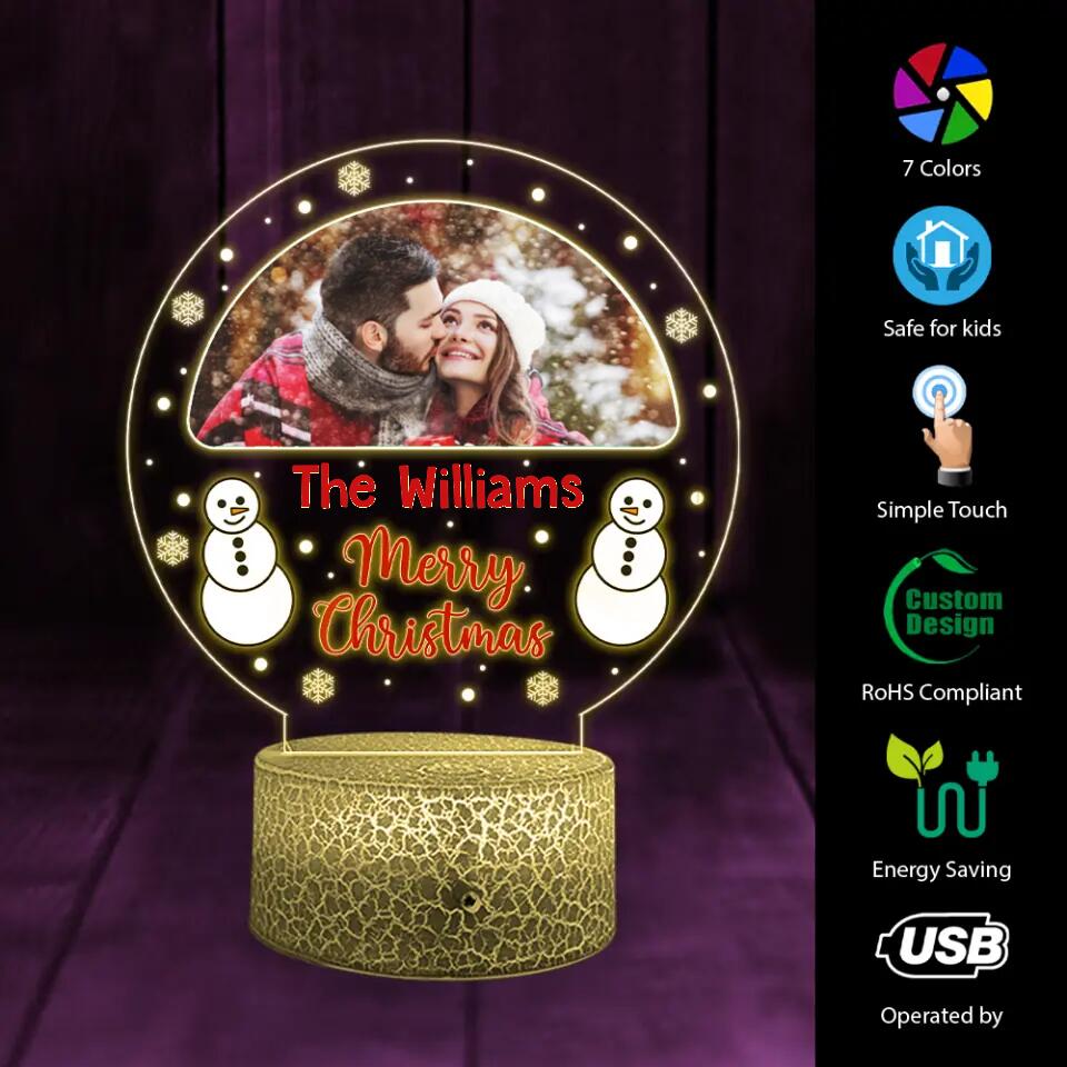 Custom Photo Christmas Lamp - Personalized Night Light with Image - Christmas Gift for Couples, Her Him