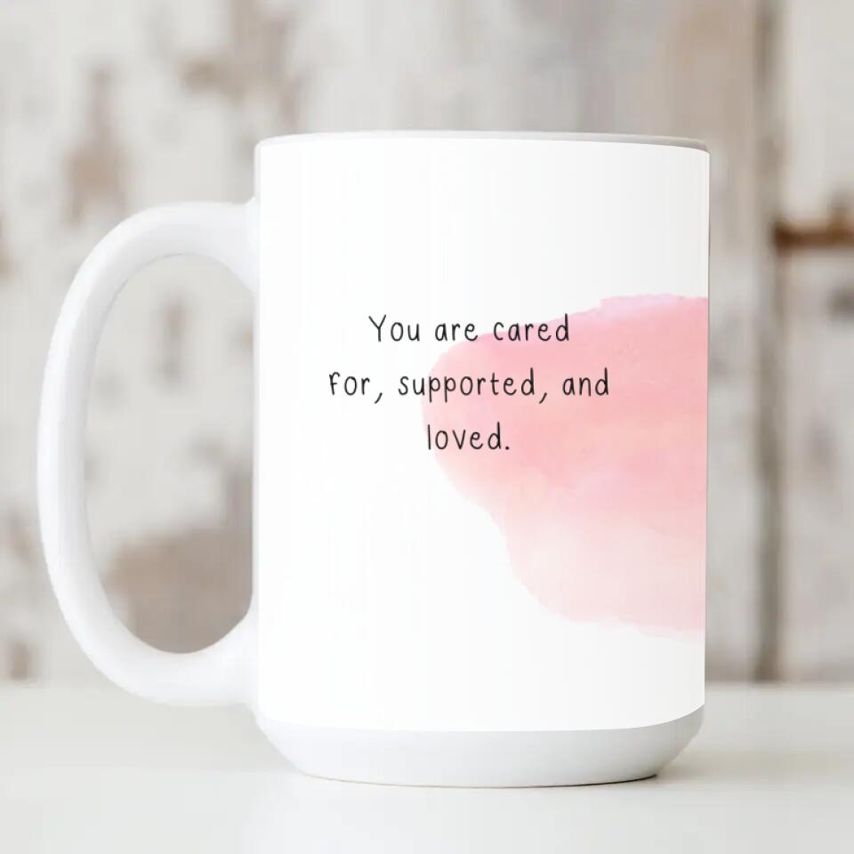 Hug in a Mug You Are Cared For Custom Mug Pastel Watercolor Anniversary Gift