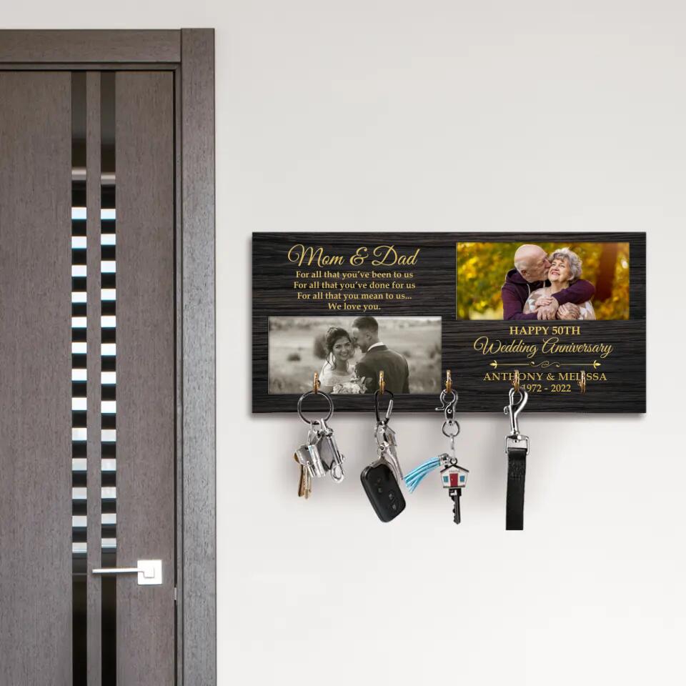 To Parents For All That You've Done To Us - Personalized Wooden Key Holder