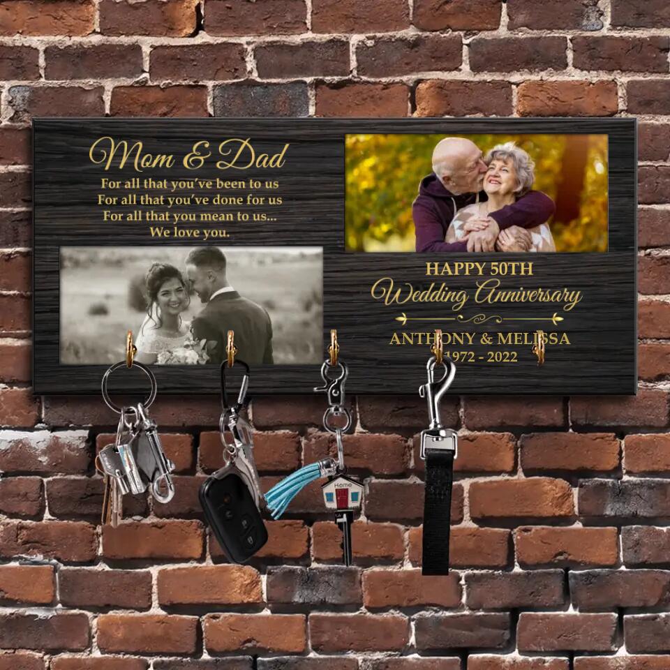 To Parents For All That You've Done To Us - Personalized Wooden Key Holder