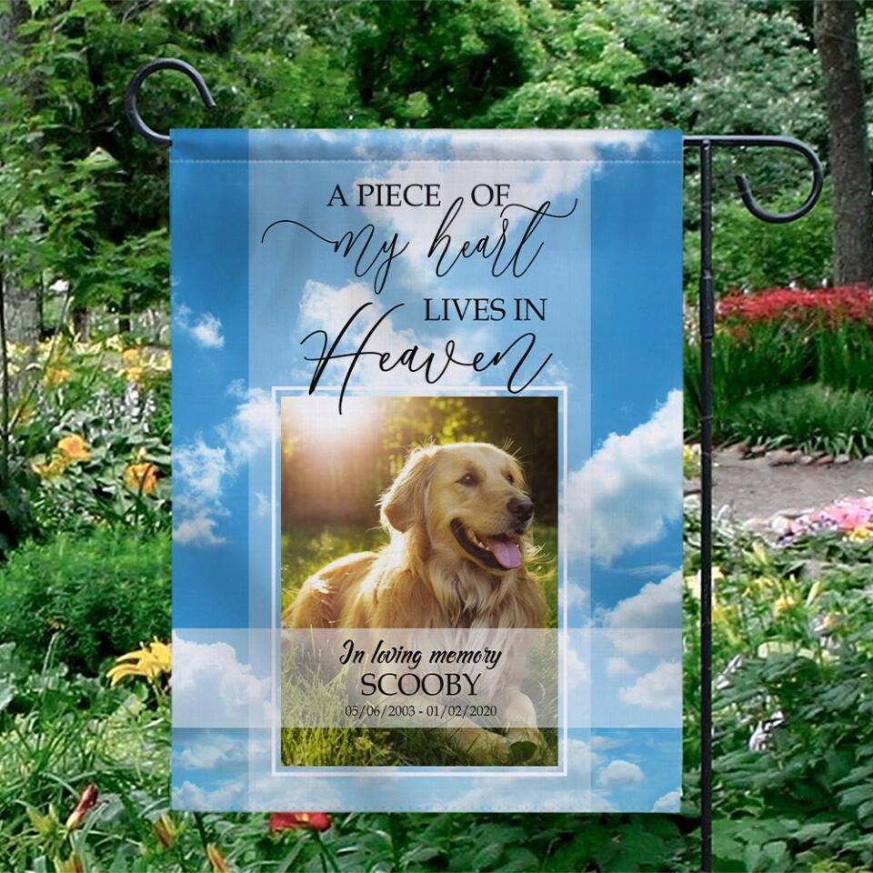 In Loving Memory - A Piece of My Heart Lives in Heaven - Personalized Garden Flag