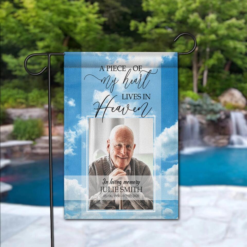 In Loving Memory - A Piece of My Heart Lives in Heaven - Personalized Garden Flag