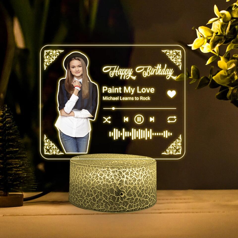 Birthday Party Decor - Lamp Song - Personalized Night Light - Spotify Plaque Gift - Birthday Decorations