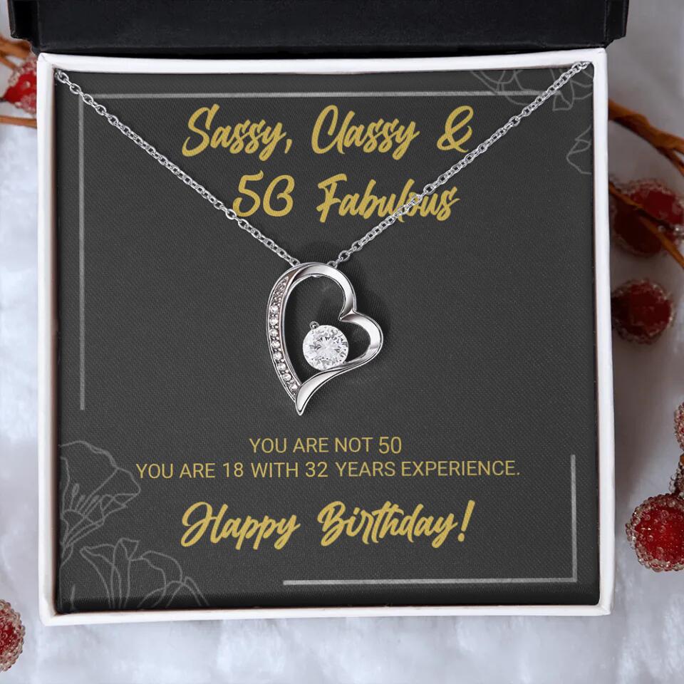 Sassy Classy 50 And Fabulous - Personalized Necklace Multiple Choice - Gift For Her On Birthdays