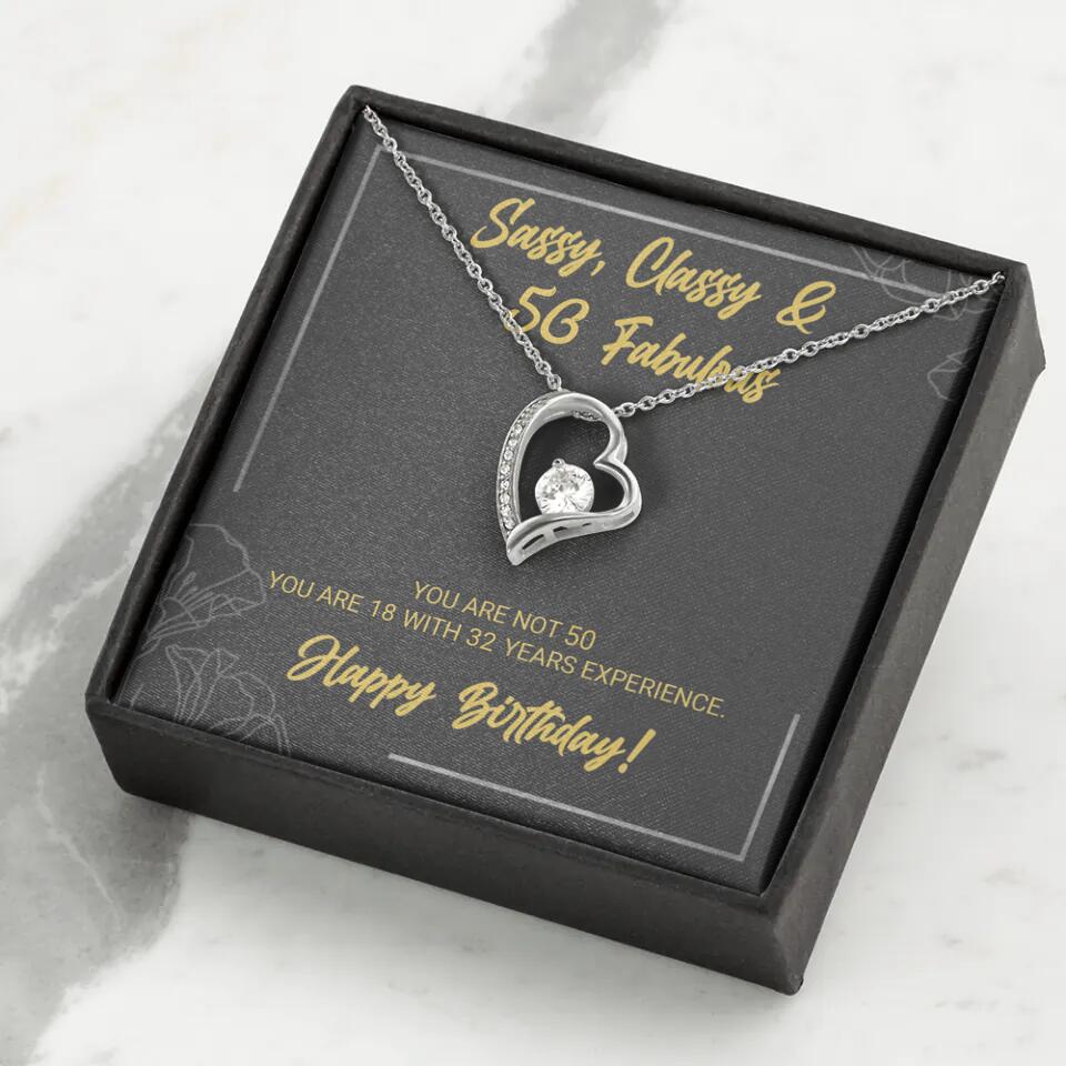 Sassy Classy 50 And Fabulous - Personalized Necklace Multiple Choice - Gift For Her On Birthdays
