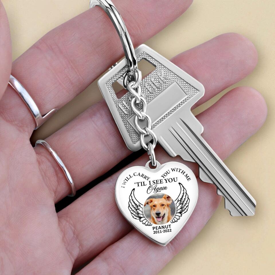 I Will Carry You With Me Till I See You Again Personalized Heart Keychain Necklace