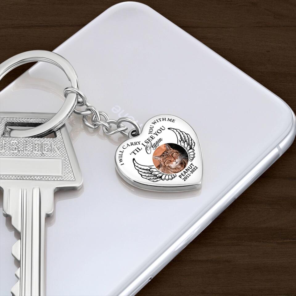 I Will Carry You With Me Till I See You Again Personalized Heart Keychain Necklace
