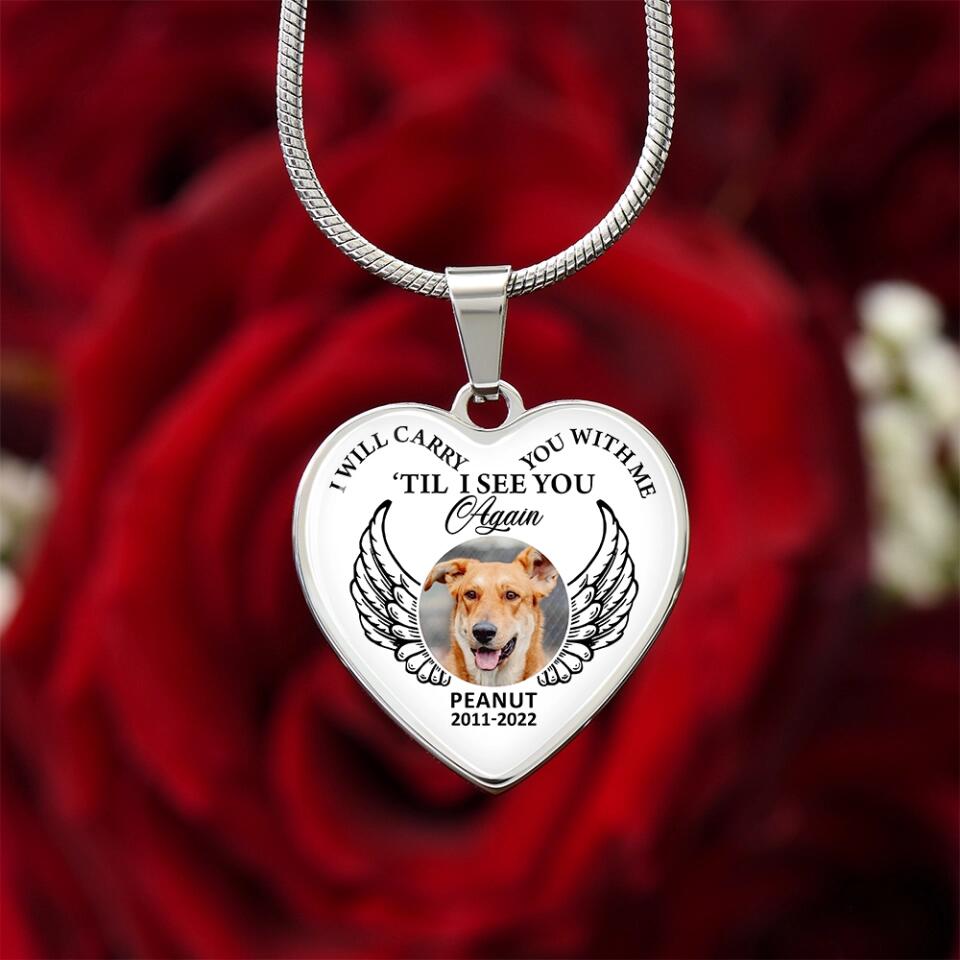 I Will Carry You With Me Till I See You Again Personalized Heart Keychain Necklace