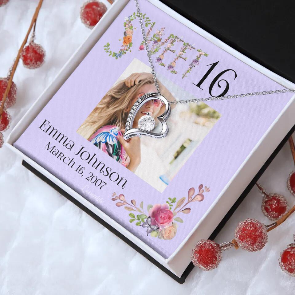 Sweet 16 - Personalized Necklace - Custom Name & Age - 16th Birthday Gift for Daughter