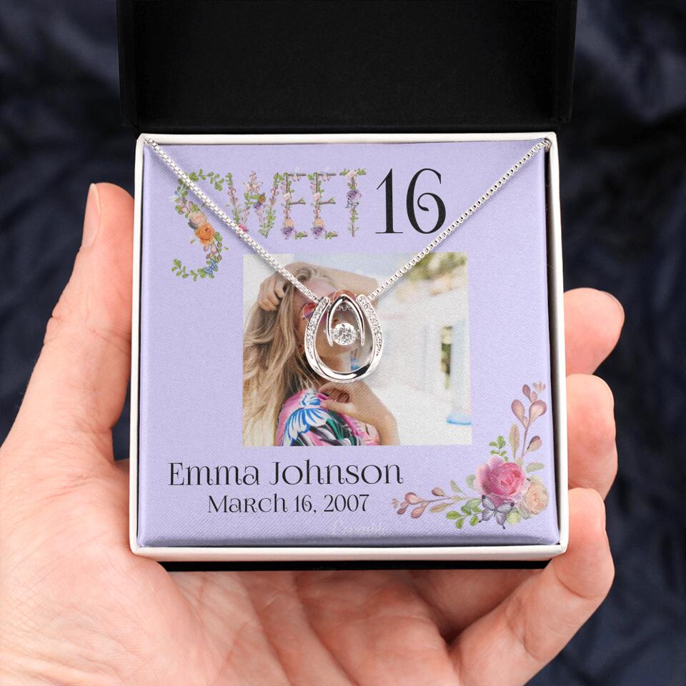 Sweet 16 - Personalized Necklace - Custom Name & Age - 16th Birthday Gift for Daughter