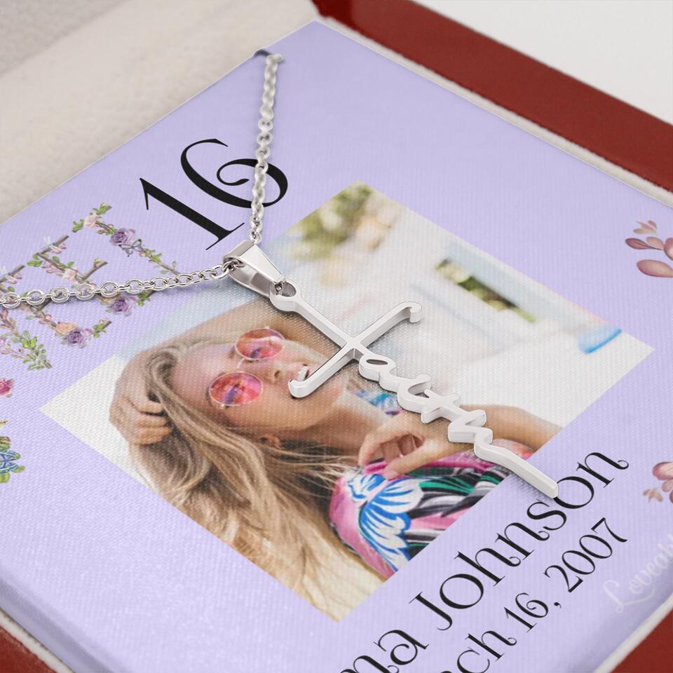 Sweet 16 - Personalized Necklace - Custom Name & Age - 16th Birthday Gift for Daughter